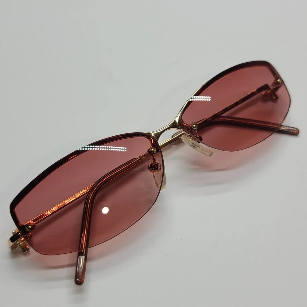 Fendi Pink Lens Rimless Sunglasses with Gold Frame